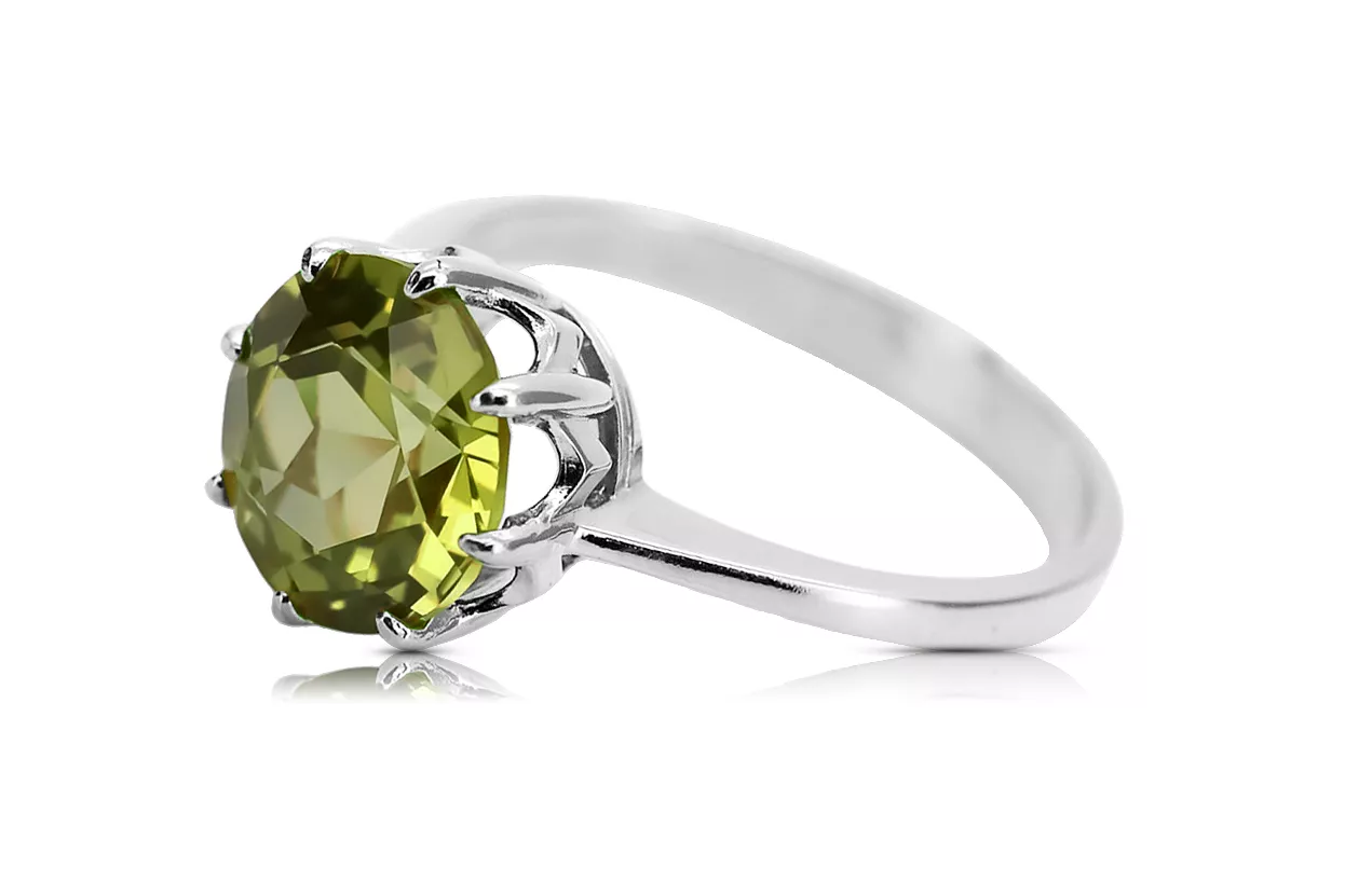 Artesanía vintage Anillo Peridoto amarillo Plata de ley 925 vrc157s